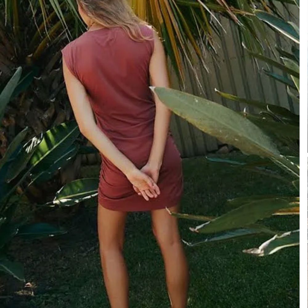Free People Beach Jacinta Cotton Mini Dress in Maple Syrup M - Picture 3 of 8